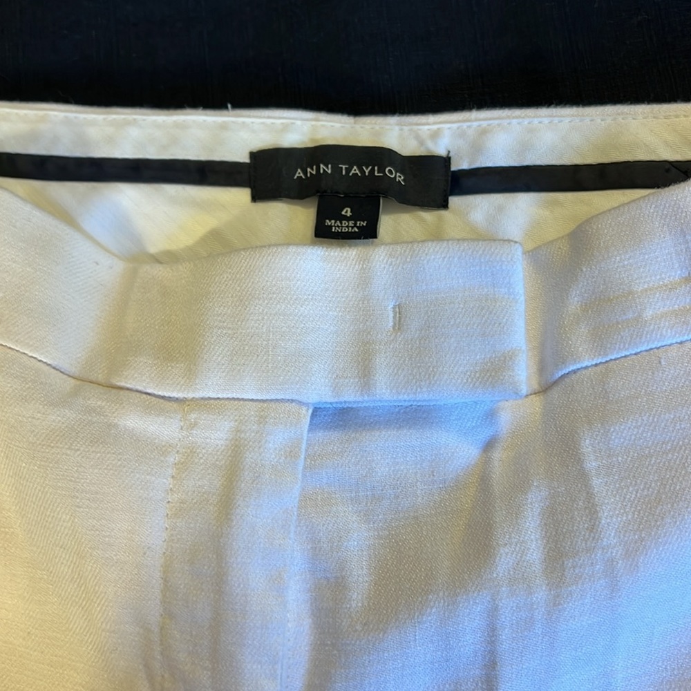 Ann Taylor linen cotton blend white cuffed pants - Picture 4 of 9